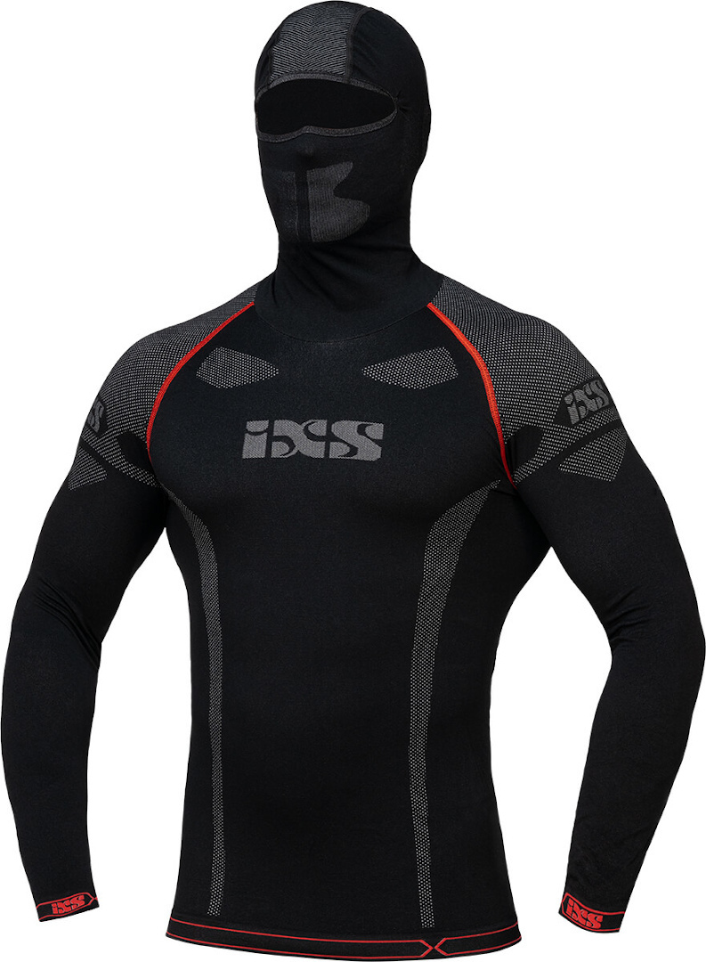 IXS 365 Hooded Functional Shirt, black-grey, Size M L, black-grey, Size M L