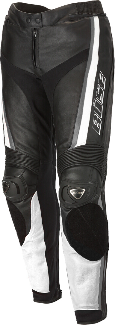 Büse Mille Ladies Motorcycle Leather Pants, black-white, Size S for Women, black-white, Size S for Women