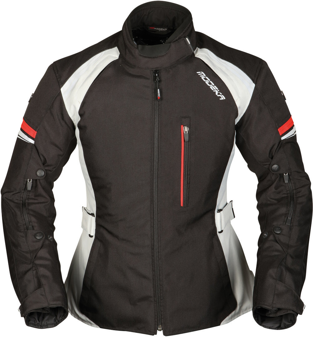 Modeka Violetta Ladies Motorcycle Textile Jacket, black-grey, Size 36 for Women, black-grey, Size 36 for Women