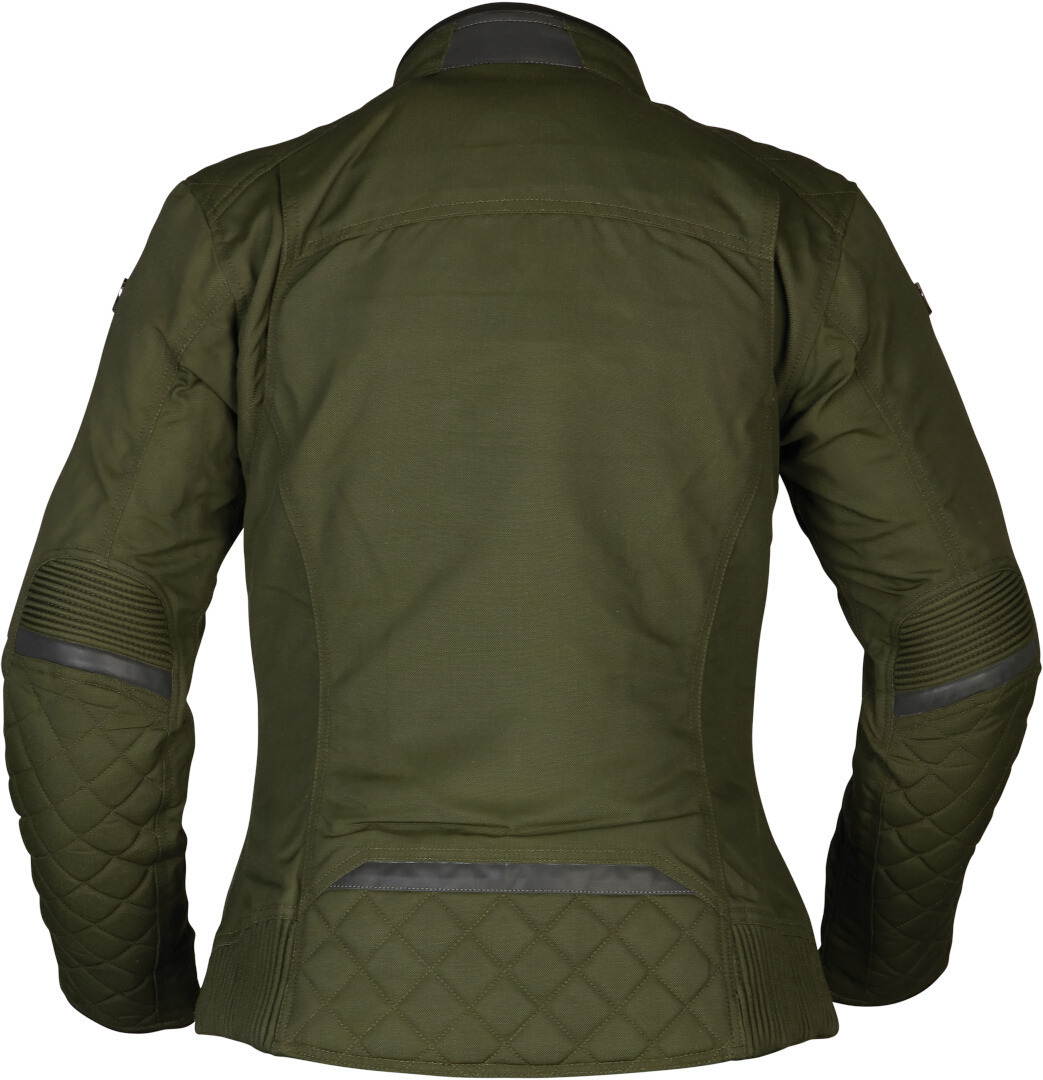 Side view of Modeka Thiago Ladies Motorcycle Textile Jacket, green, Size 46 for Women