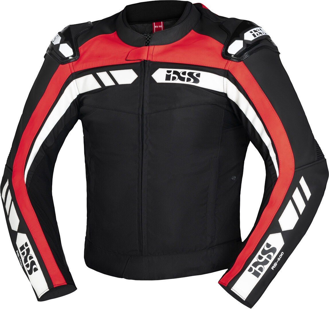IXS RS-500 1.0 Motorcycle Textile Jacket, black-white-red, Size 48, black-white-red, Size 48