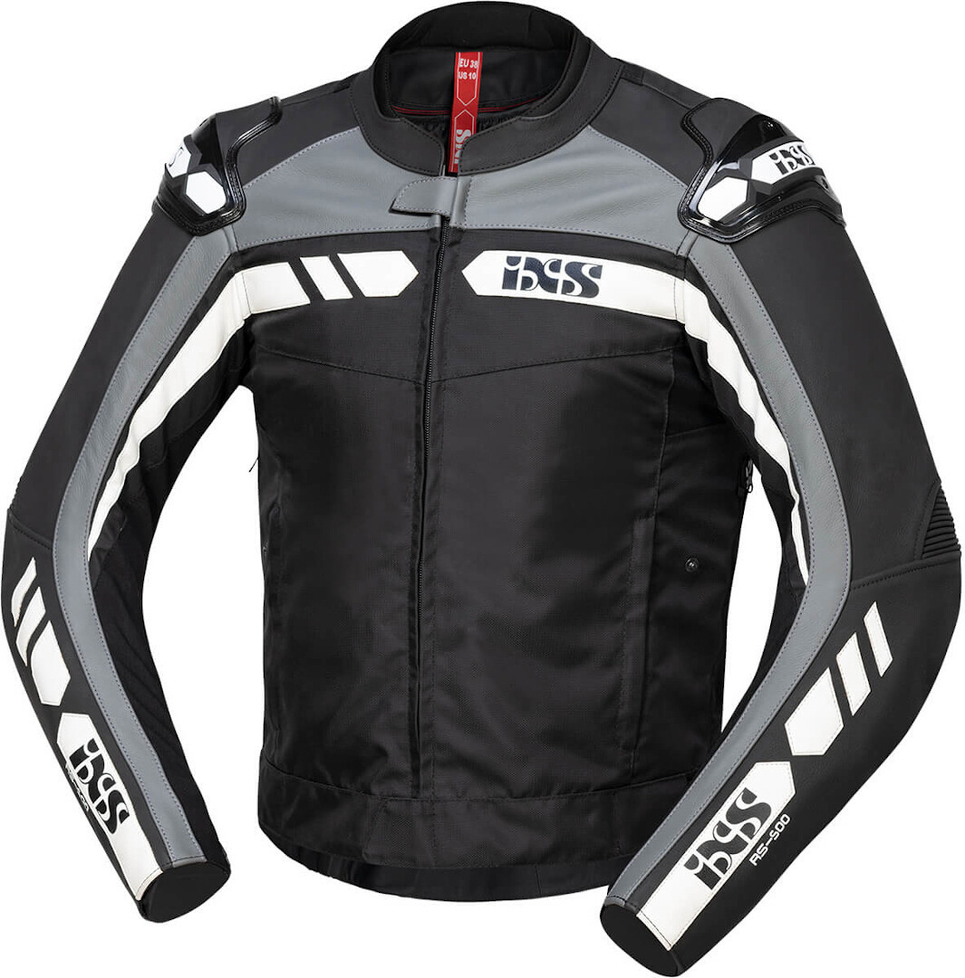 IXS RS-500 1.0 Motorcycle Textile Jacket, black-grey-white, Size 48, black-grey-white, Size 48