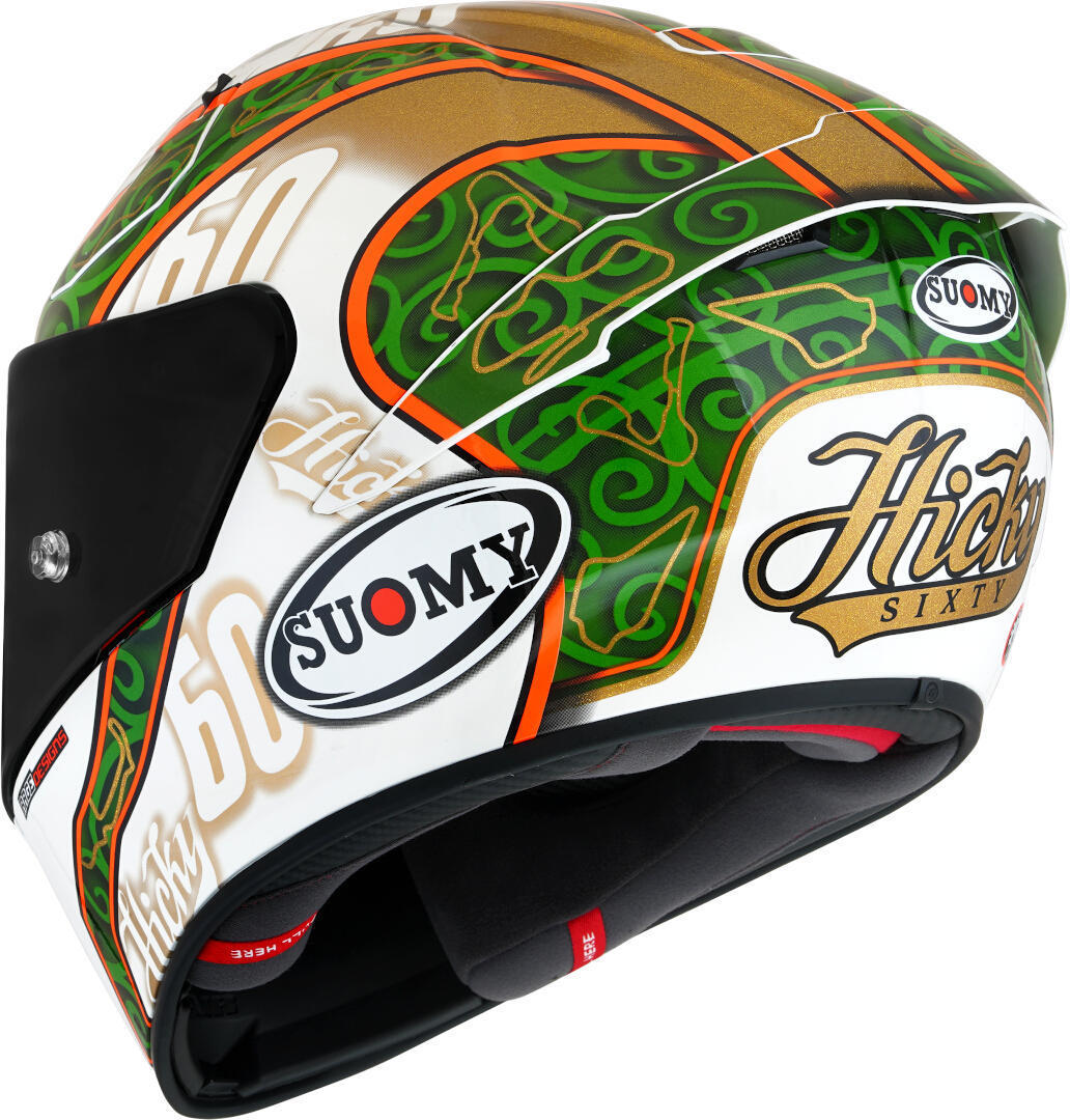 Side view of Suomy SR-GP Hickman Replica Helmet, white-green, Size S for Men