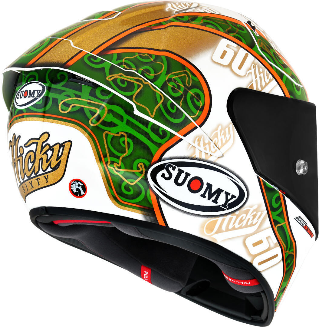 Side view of Suomy SR-GP Hickman Replica Helmet, white-green, Size S for Men