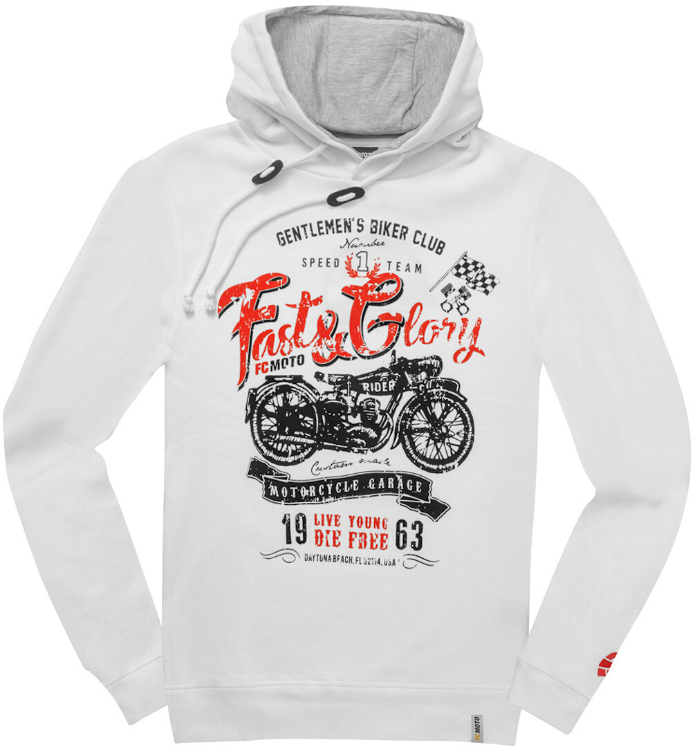 FC-Moto Fast and Glory Hoodie, white, Size M, white, Size M