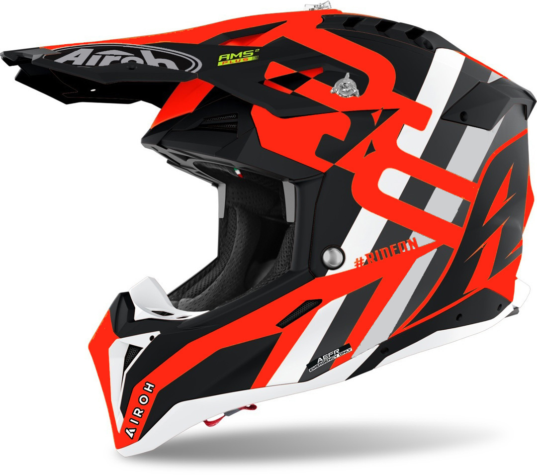 Airoh Aviator 3 Rainbow Carbon Motocross Helmet, red, Size XS, red, Size XS