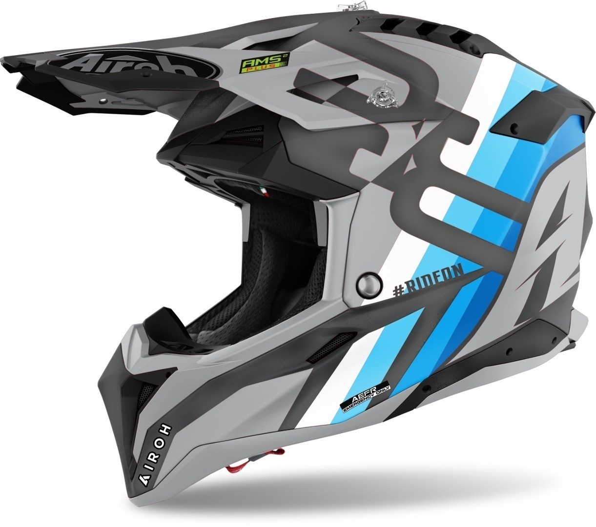 Airoh Aviator 3 Rainbow Carbon Motocross Helmet, black-grey, Size XS, black-grey, Size XS