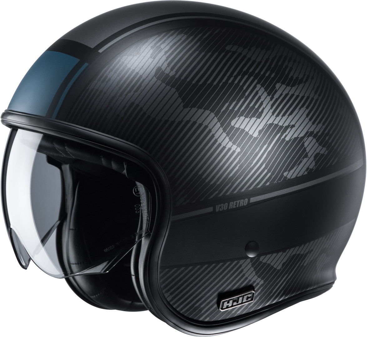 HJC V30 Alpi Jet Helmet, black-blue, Size XS 54 55, black-blue, Size XS 54 55