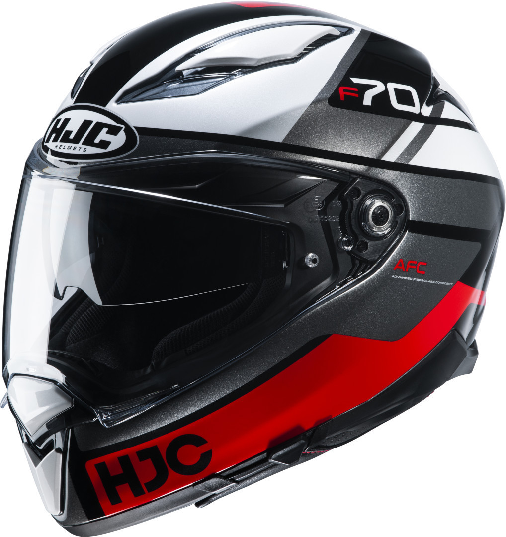 HJC F70 Tino Helmet, black-red-silver, Size XS, black-red-silver, Size XS