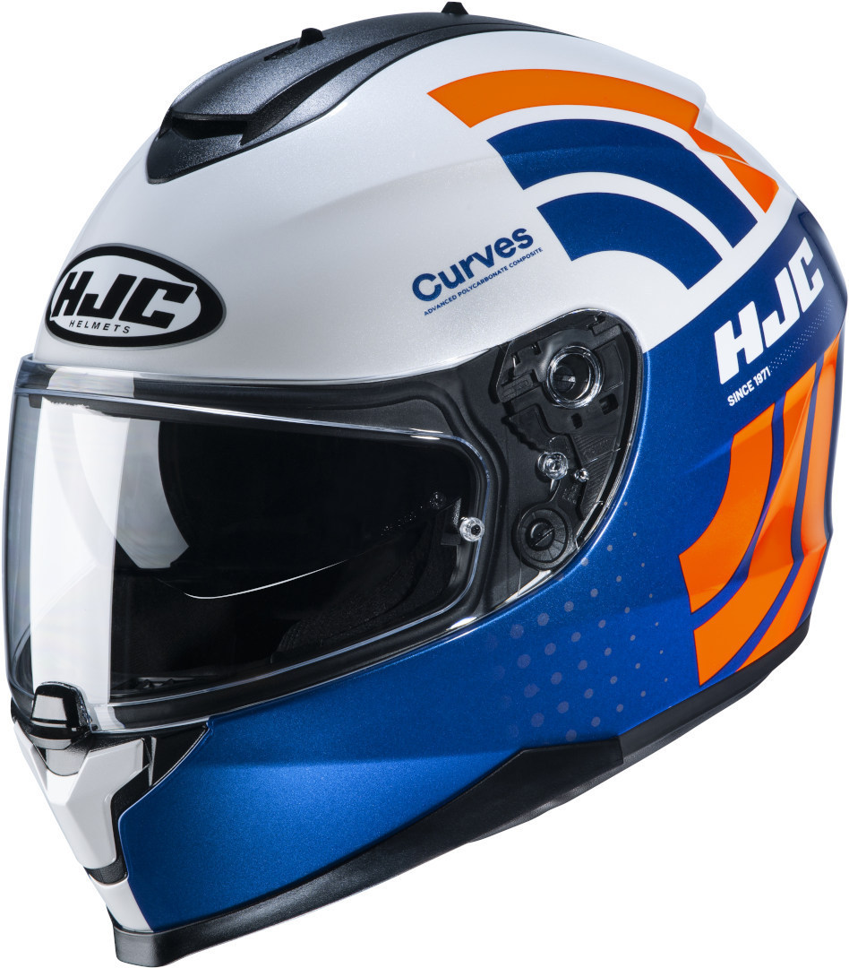 Image of HJC C70 Curves casco, blu-arancione, dimensione S