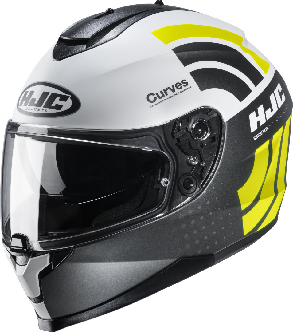 HJC C70 Curves helm, zwart-wit-geel, afmeting M