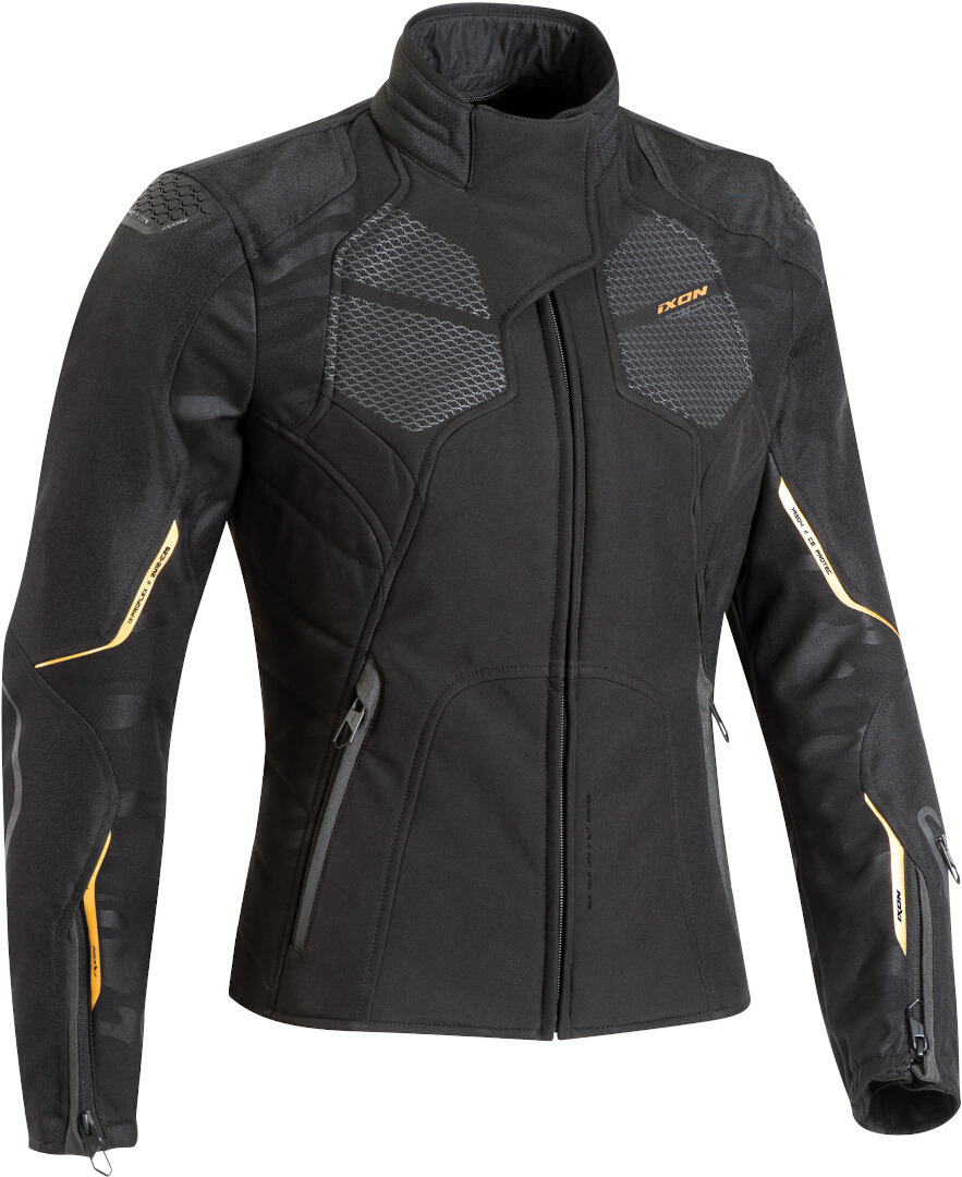Ixon Cell Ladies Motorcycle Textile Jacket, black-gold, Size XS for Women, black-gold, Size XS for Women