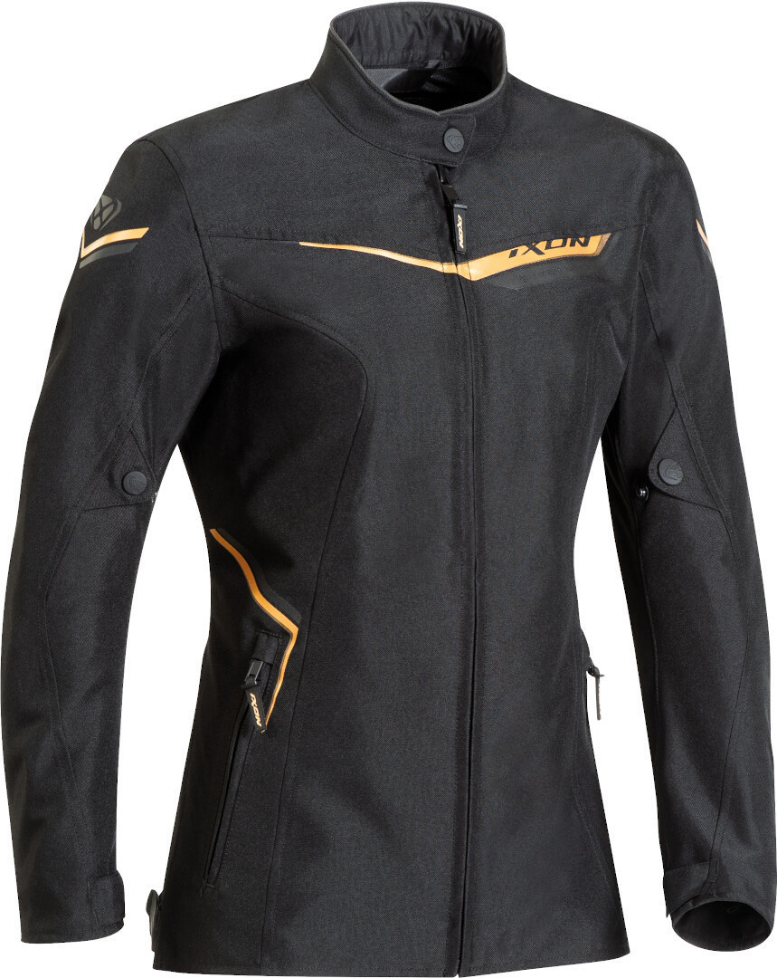 Ixon Slash Ladies Motorcycle Textile Jacket, black-gold, Size XS for Women, black-gold, Size XS for Women
