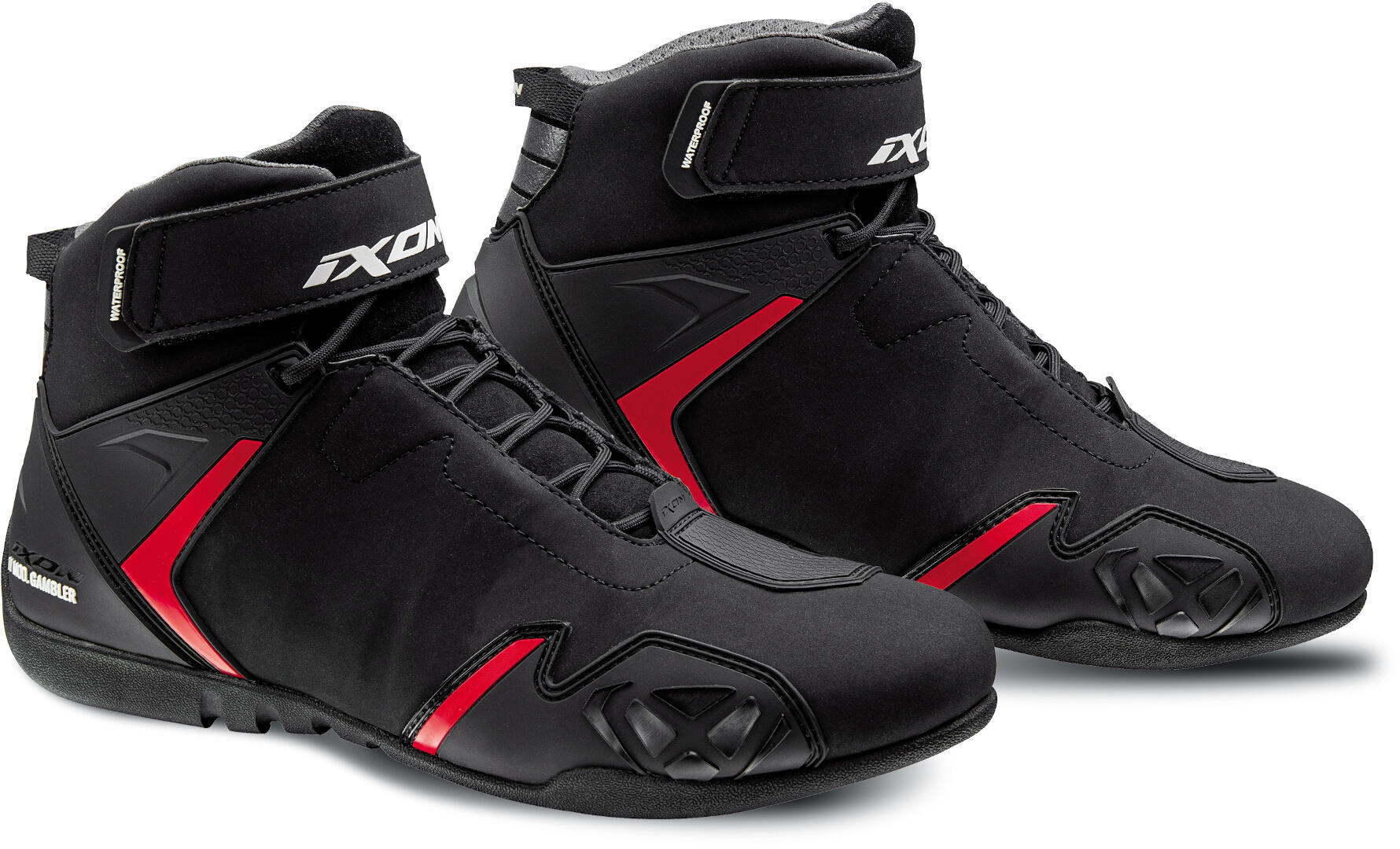 Ixon Gambler WP Motorcycle Shoes, black-red, Size 45, black-red, Size 45
