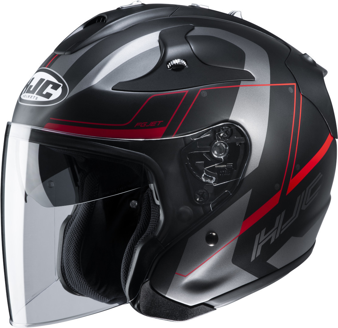 HJC FG-Jet Komina Jet Helmet, black-red, Size XS 54 55, black-red, Size XS 54 55