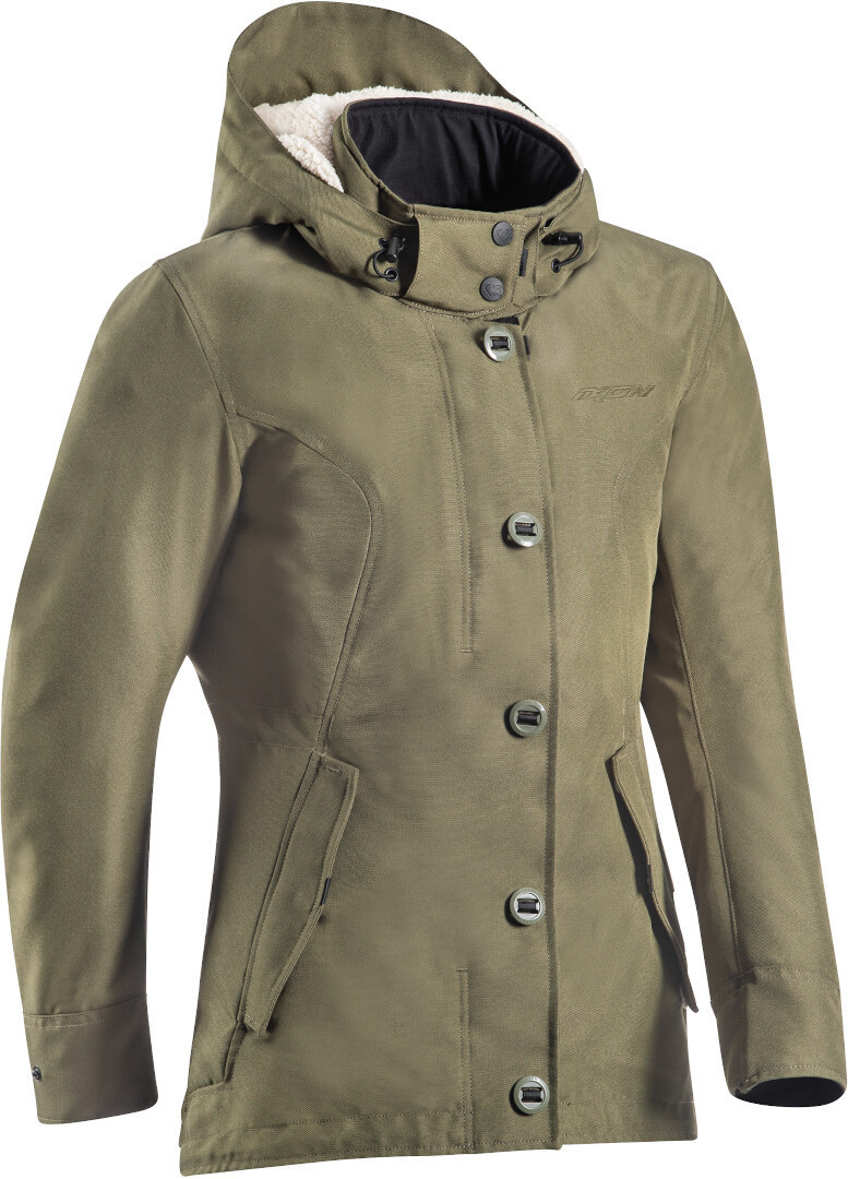 Ixon Bellecour Ladies Motorcycle Textile Jacket, green-brown, Size XS for Women, green-brown, Size XS for Women