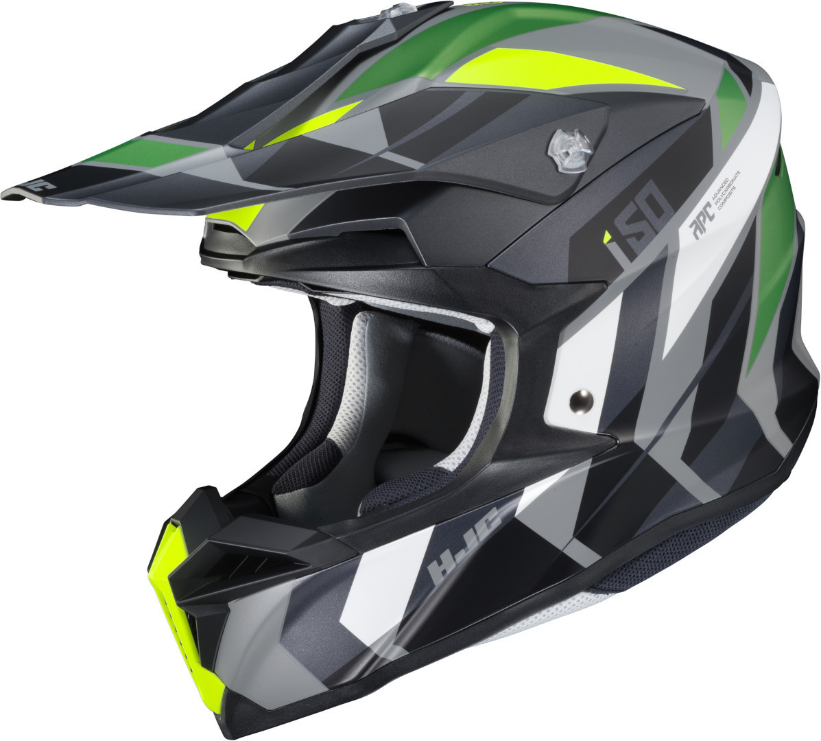 HJC i50 Vanish Motocross Helmet, black-grey-green, Size S, black-grey-green, Size S