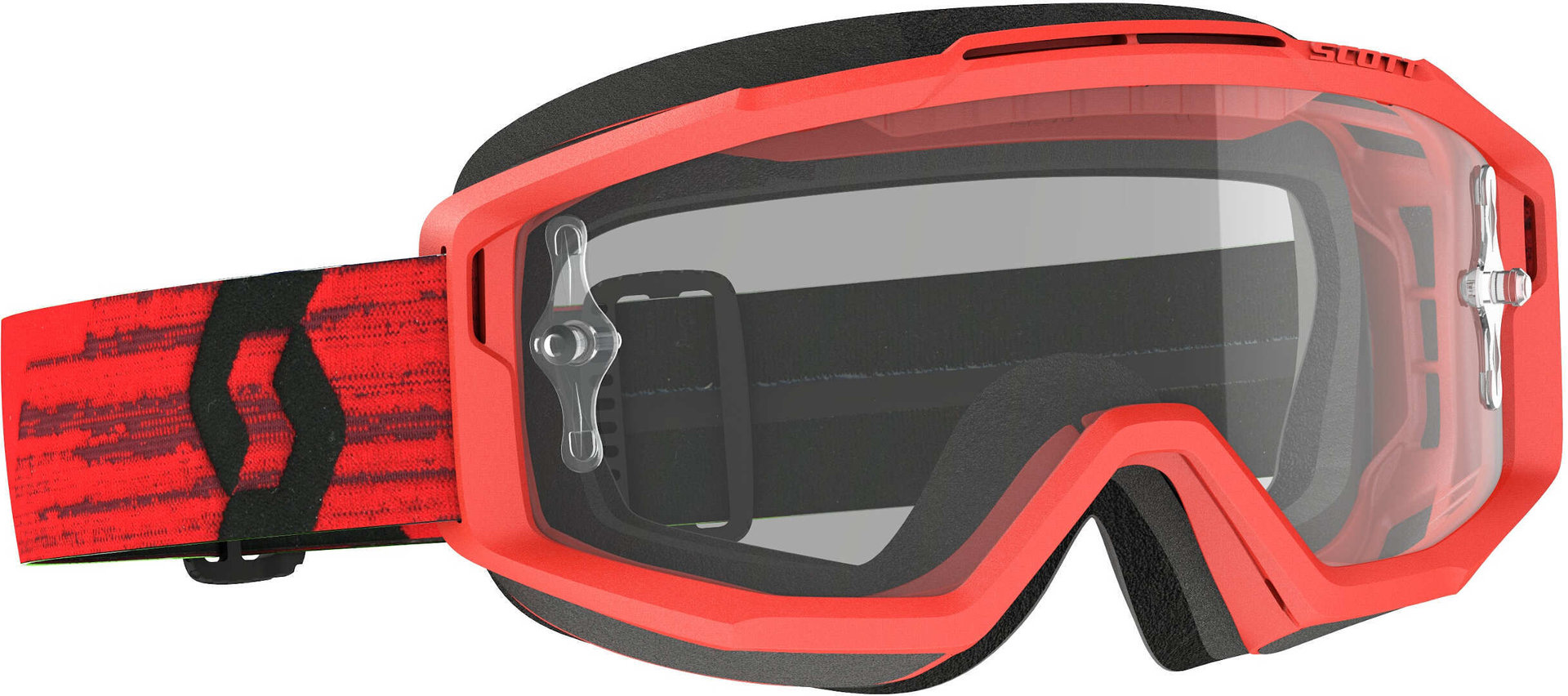 Scott Split OTG red/black Motocross Goggles, clear, clear, Size One Size