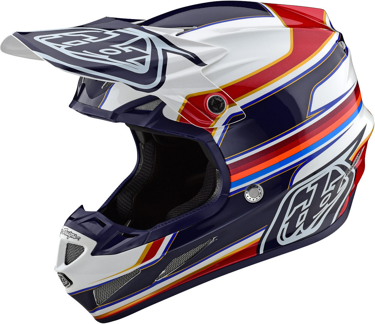 Troy Lee Designs SE4 Speed MIPS Motocross Helmet, white-red-blue, Size XS, white-red-blue, Size XS