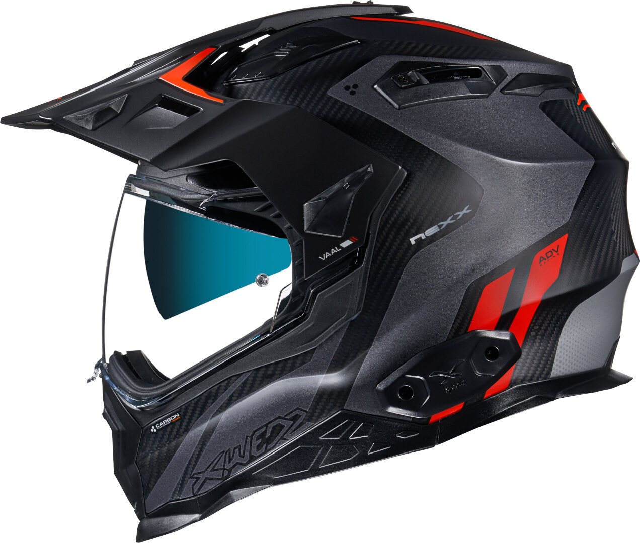 Nexx X.Wed 2 Vaal Carbon Hjälm, svart-grå-röd, storlek 2XL