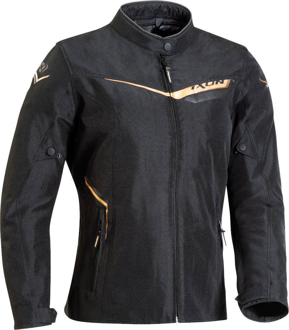 Ixon Slash-C Ladies Motorcycle Textile Jacket, black-gold, Size 2XL for Women, black-gold, Size 2XL for Women