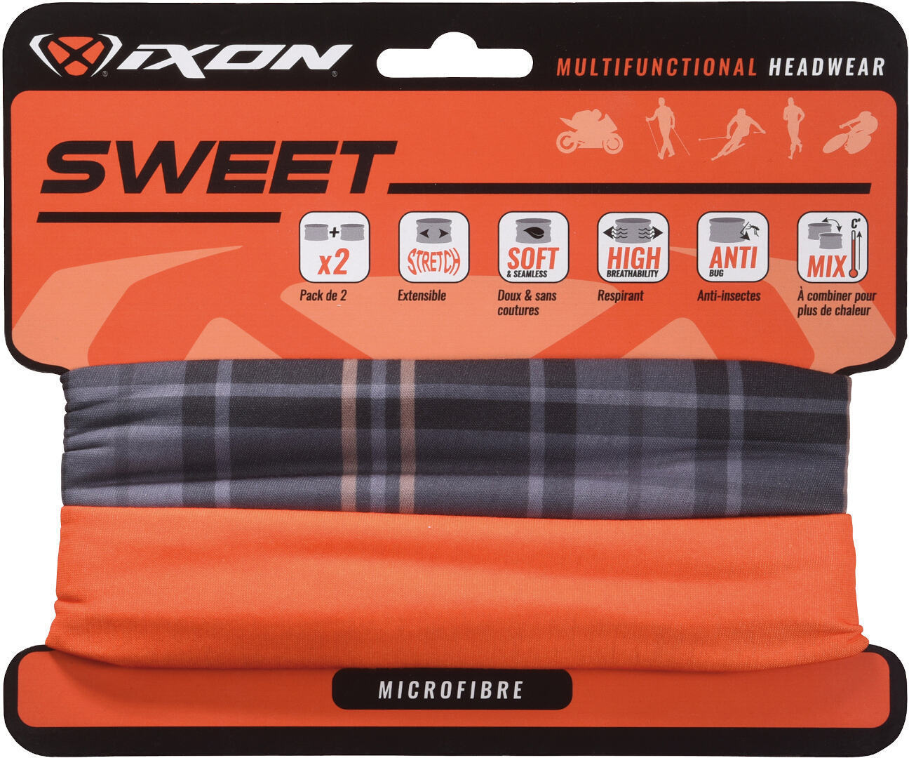 Ixon Sweet Square Multifunctional Headwear, black, black, Size One Size
