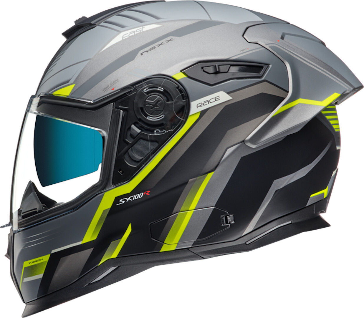 Nexx SX.100R Gridline Helmet, grey-yellow, Size XS, grey-yellow, Size XS