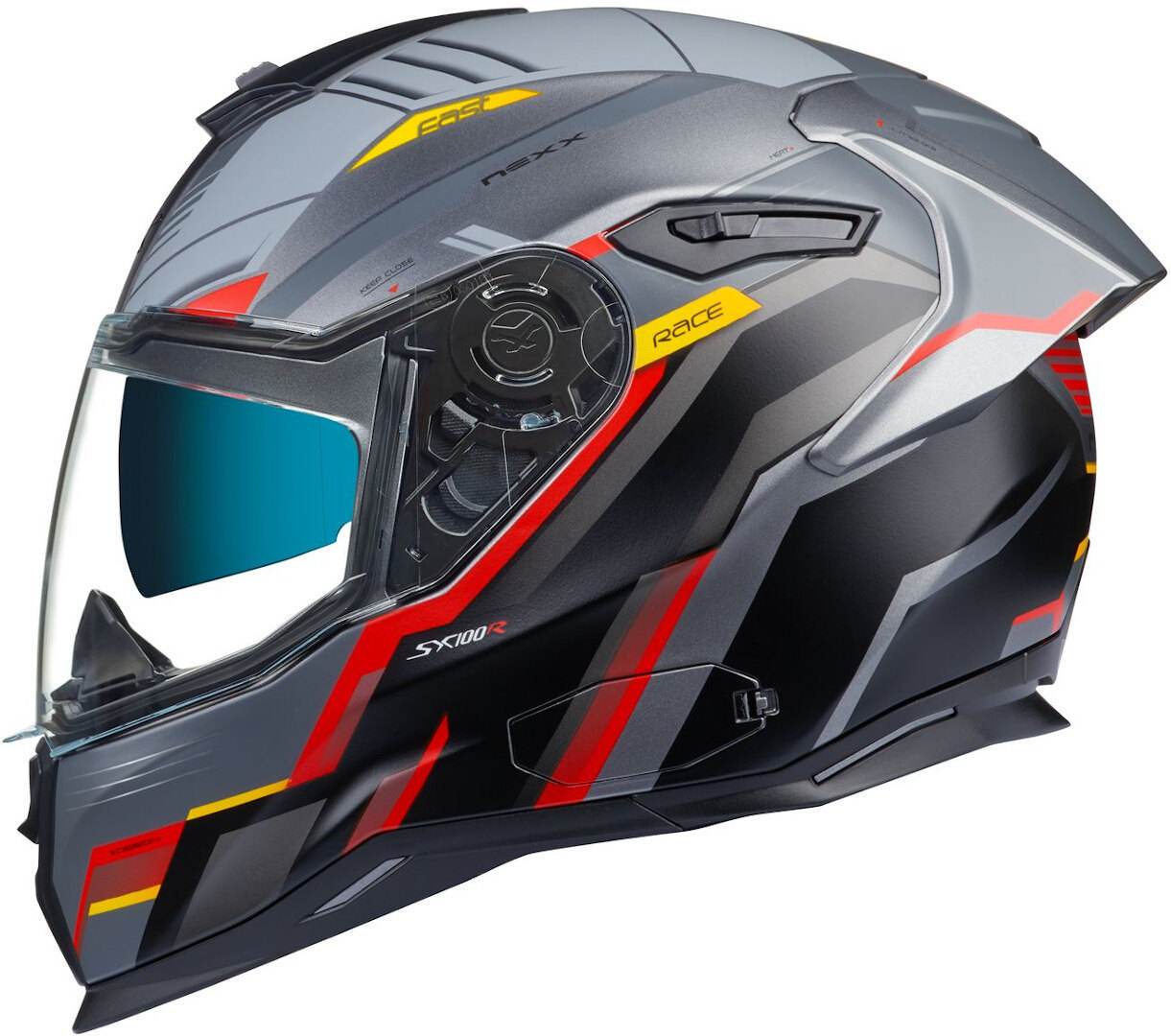 Nexx SX.100R Gridline Helmet, Grey-Silver, Size Xl For Men