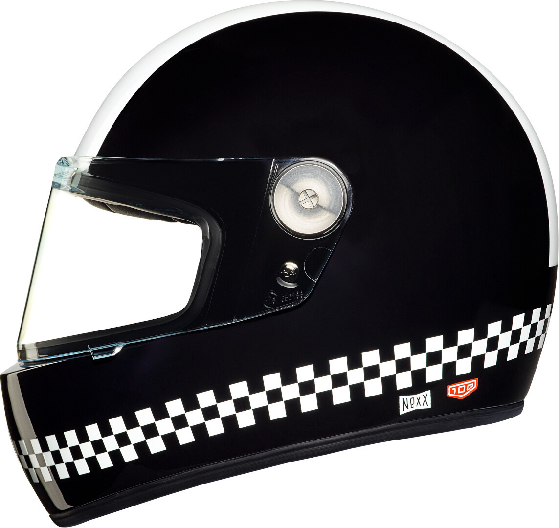 Image of Nexx X.G100R Finish Line casco, nero-bianco, dimensione L