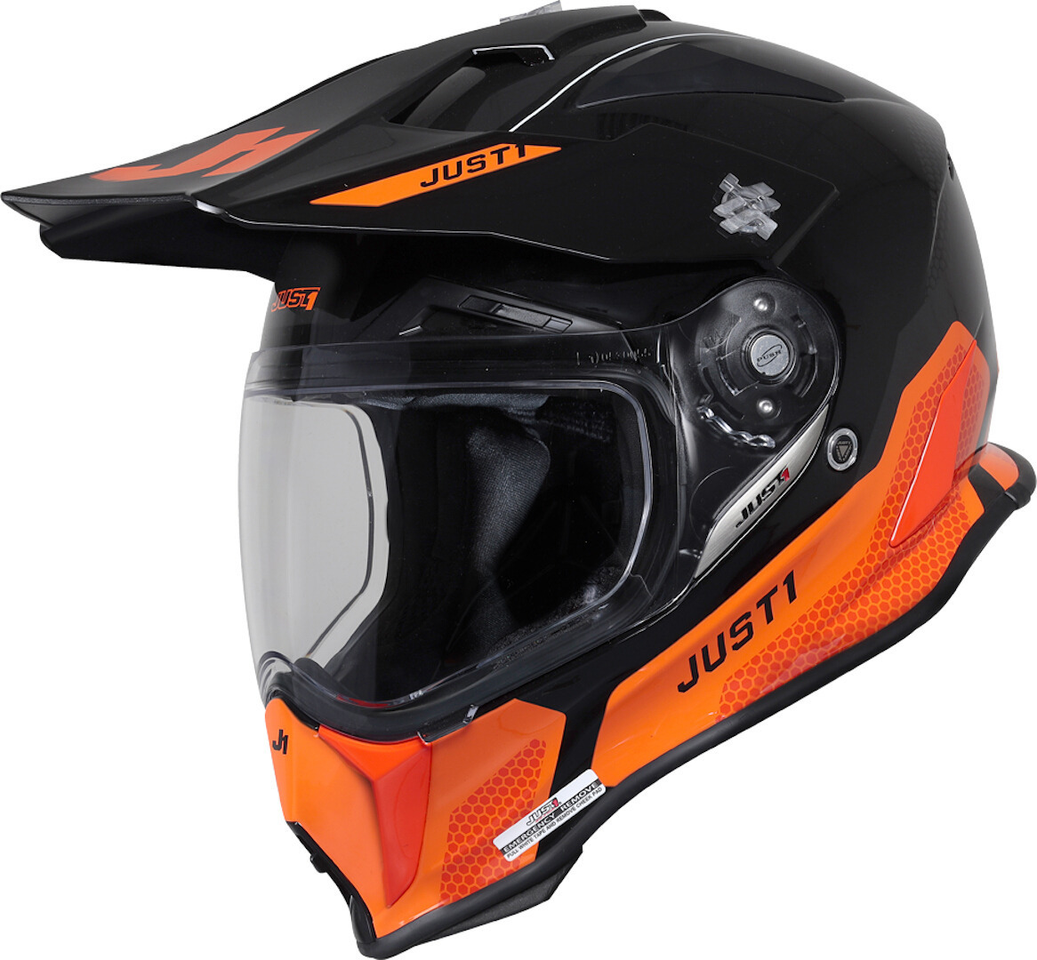 Just1 J14-F Elite Motocross Helmet, black-orange, Size XS, black-orange, Size XS