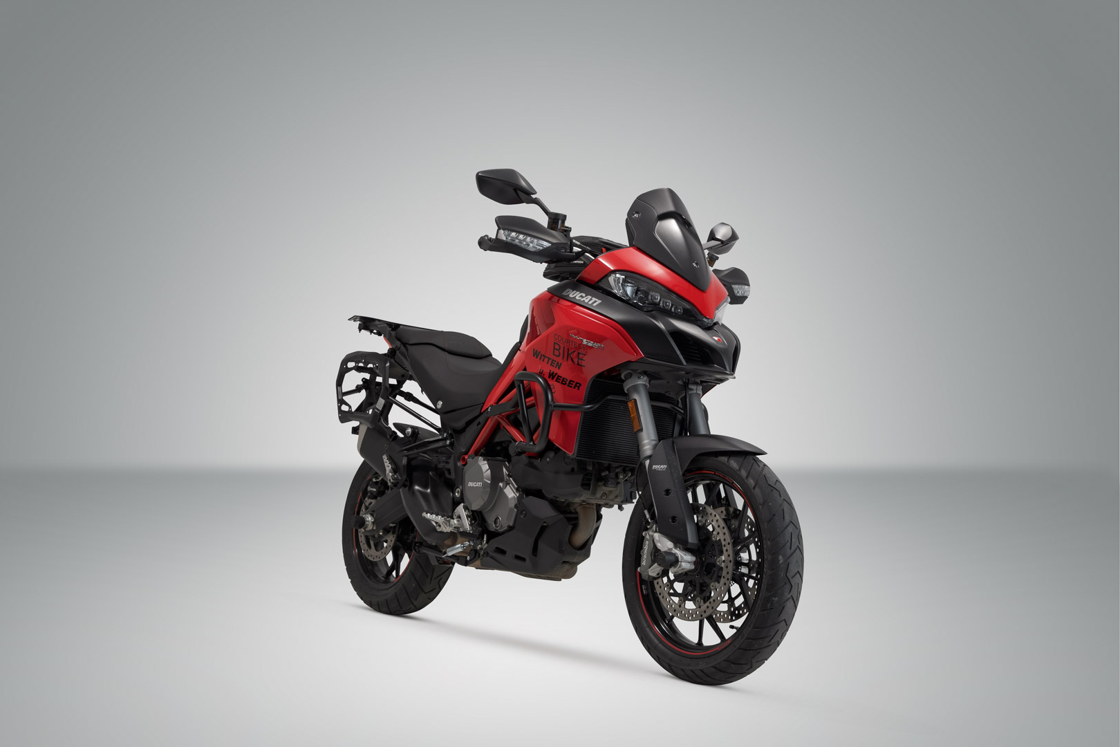 Side view of SW-Motech PRO side carrier - Black. Ducati Multistrada 1200/ 1260/ 950 / V2.