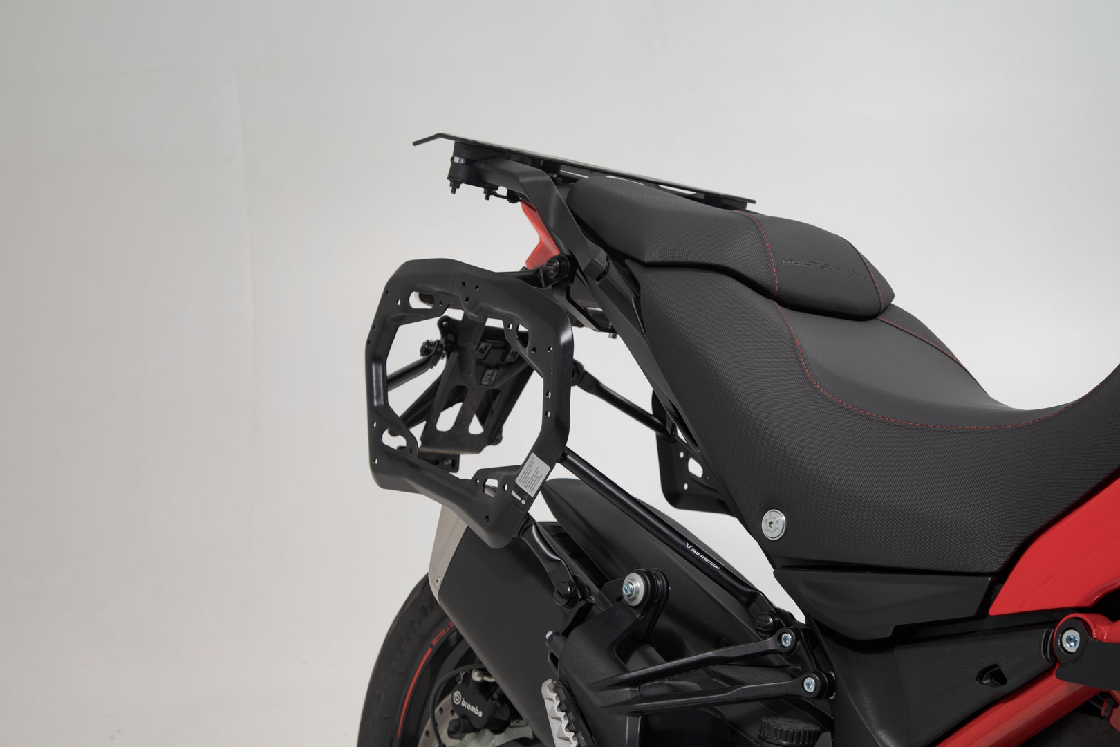 Side view of SW-Motech PRO side carrier - Black. Ducati Multistrada 1200/ 1260/ 950 / V2.