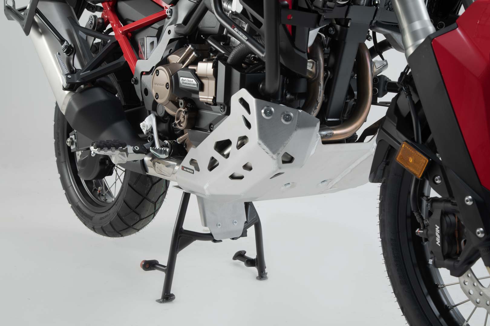 Side view of SW-Motech Engine guard - Silver. Honda CRF1100L/Adv Sports (19-) with SBL.