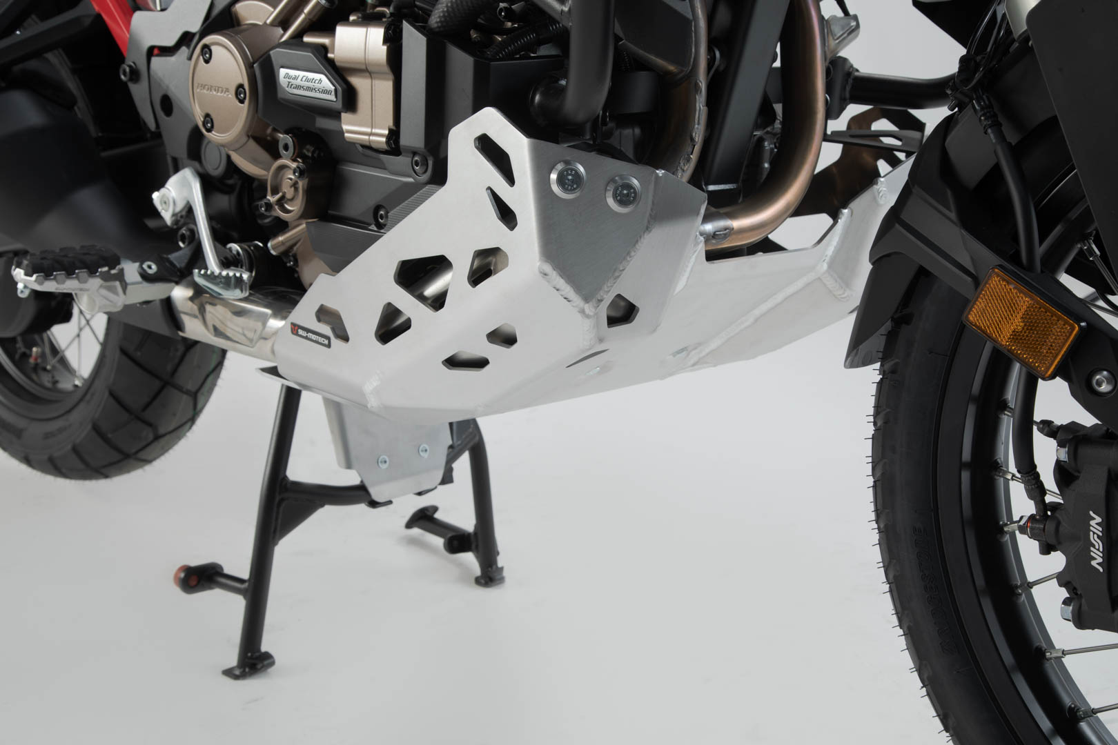 Side view of SW-Motech Engine guard - Silver. Honda CRF1100L/Adv Sports (19-) with SBL.