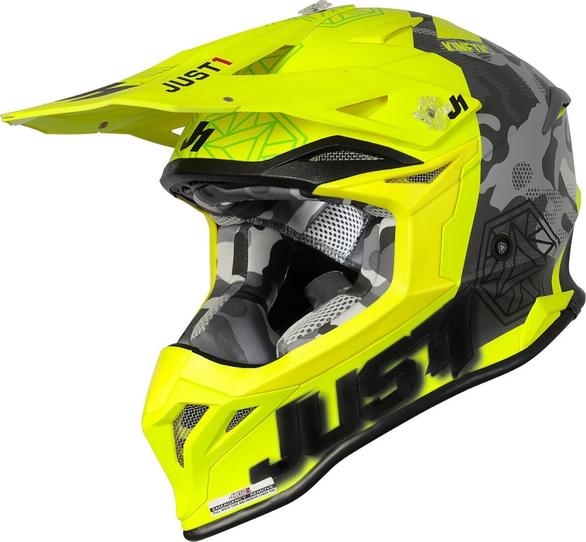 Just1 J39 Kinetic Motocross Helmet, black-yellow, Size XS, black-yellow, Size XS