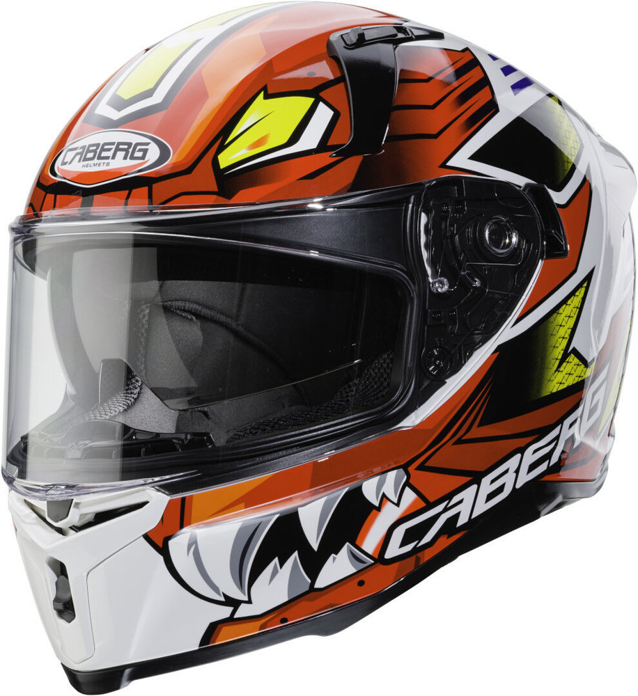 Caberg Casco Integrale Avalon Giga - Matt Black/Yellow Fluo/Red Fluo - Taglia S - Doppia Visiera E Aerazione