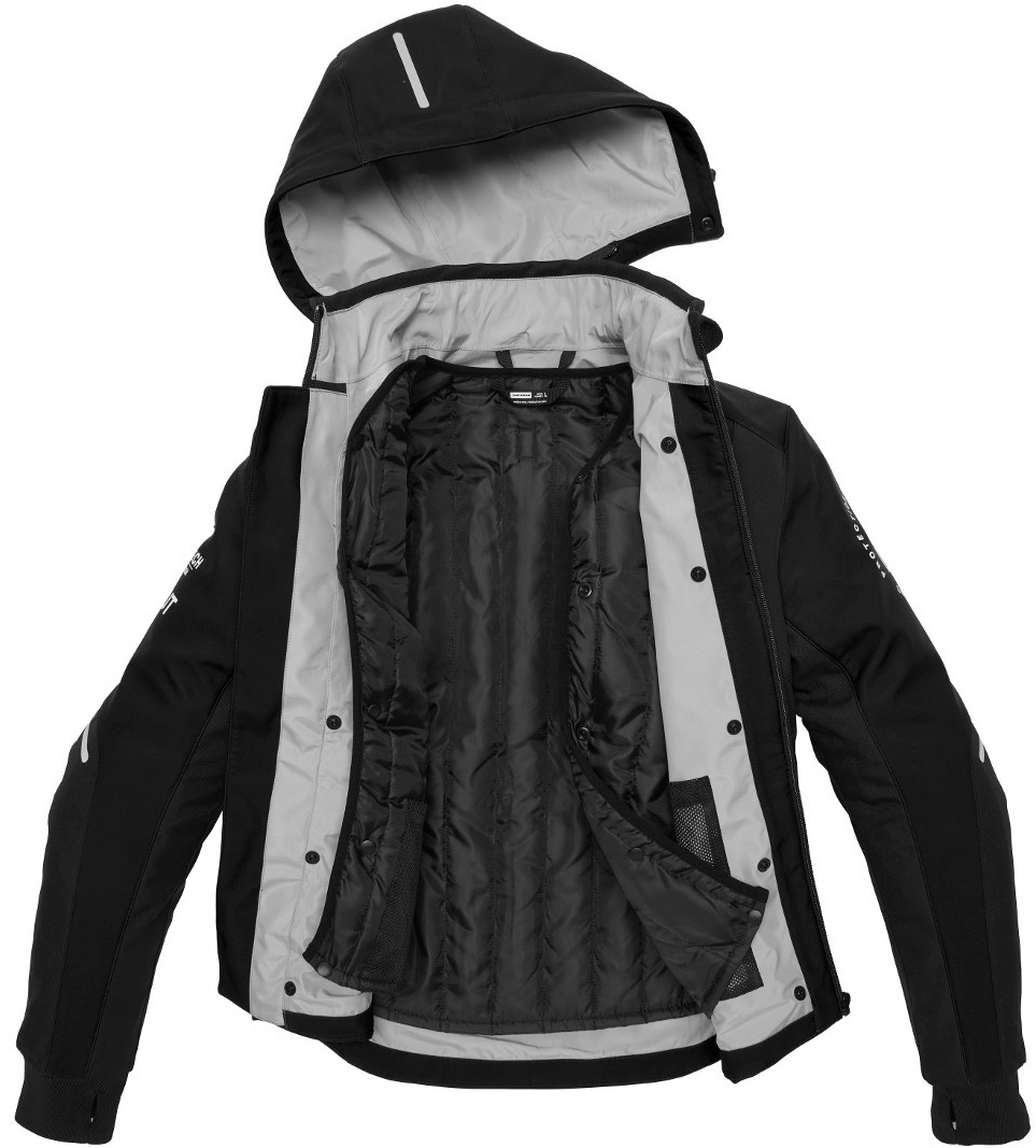Side view of Spidi Armor H2Out Motorcycle Hoodie, black-white, Size 2XL for Men
