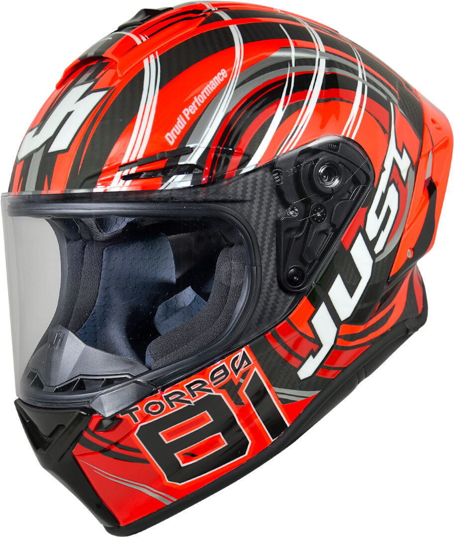 Just1 J-GPR Torres Replica Carbon Helmet, black-red, Size XS, black-red, Size XS