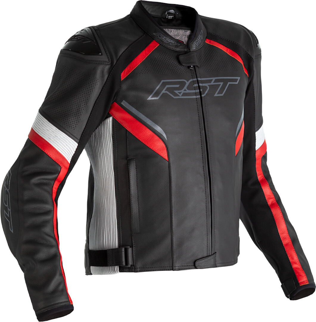 RST Sabre Airbag Motorfiets Lederen Jas, zwart-wit-rood, afmeting 3XL