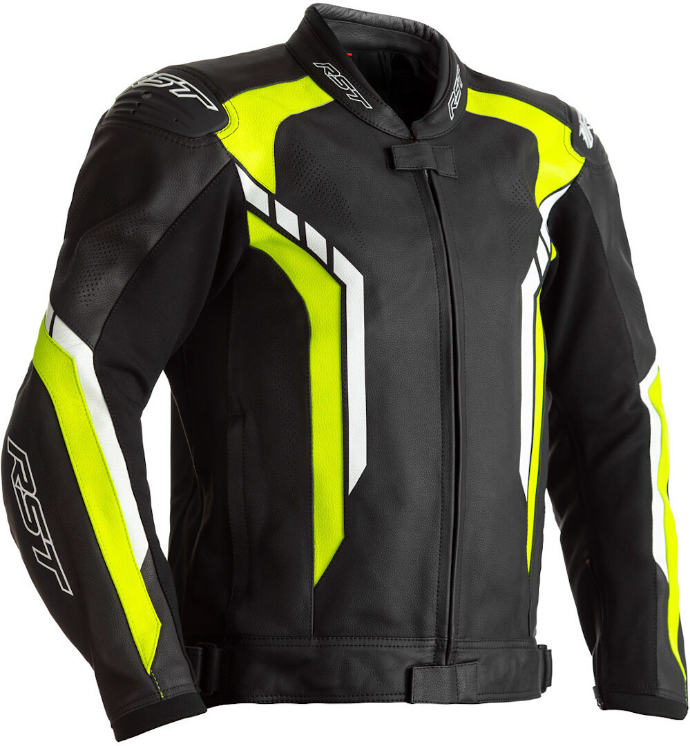 RST Axis Motorfiets lederen jas, zwart-geel, afmeting 3XL