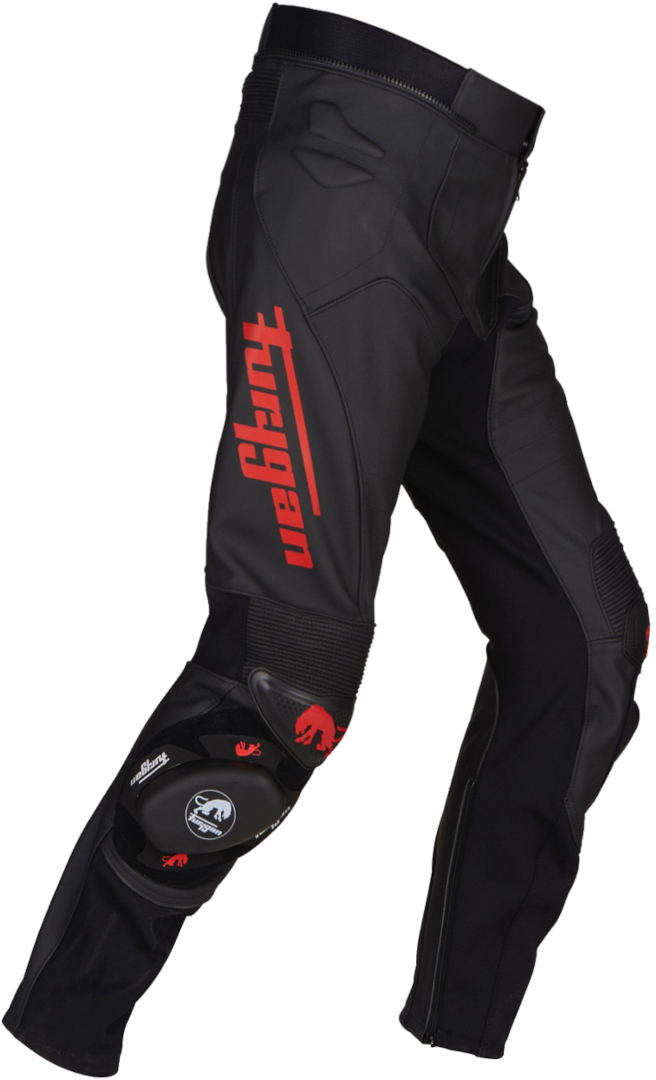 Image of Furygan Raptor Evo Pantaloni moto in pelle, nero-rosso, dimensione 42