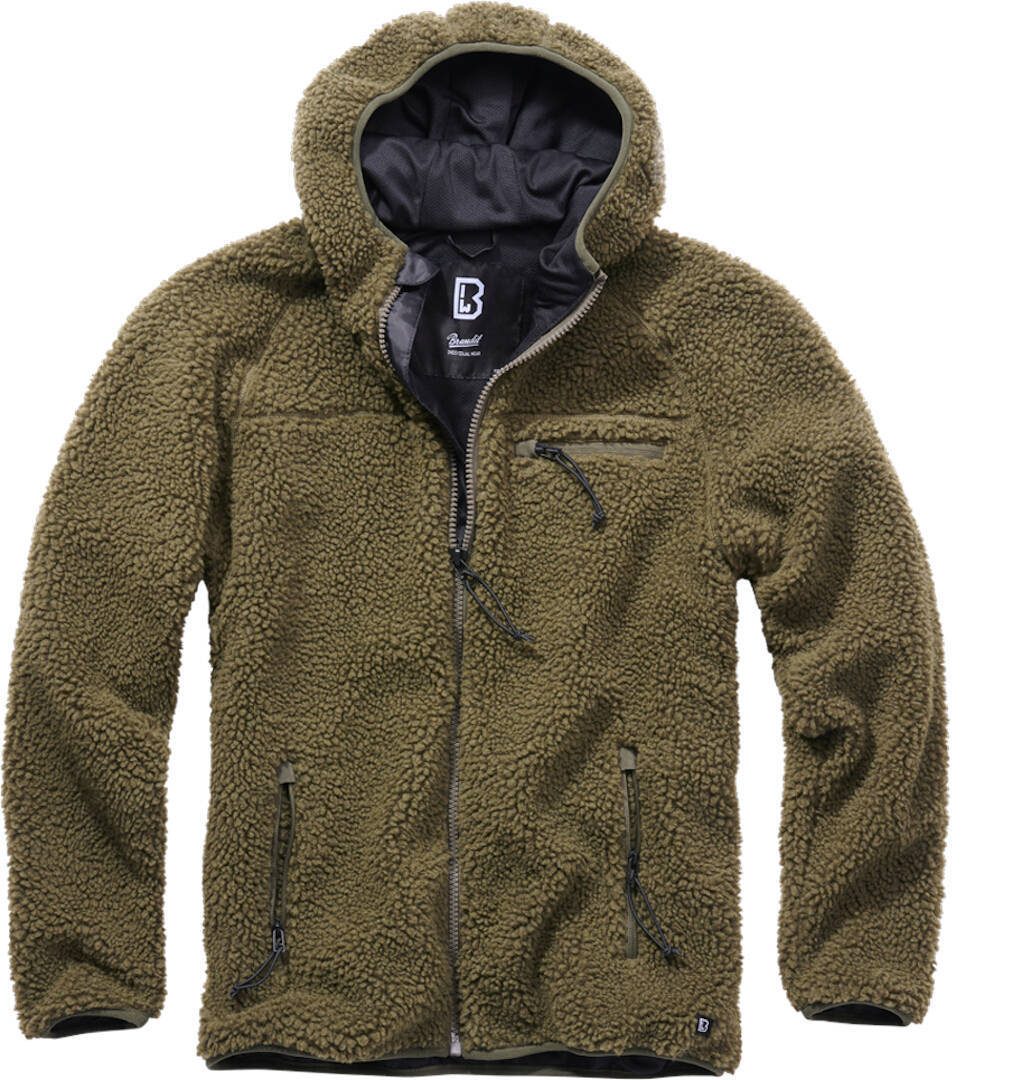 Brandit Teddyfleece Worker Jacket, black-red, Size S, black-red, Size S