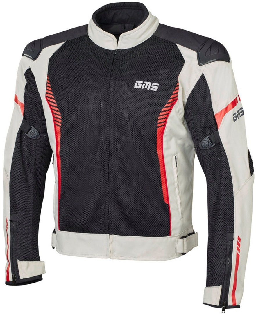 GMS Samu Mesh Motorfiets textiel jas, zwart-grijs-rood, afmeting 2XL
