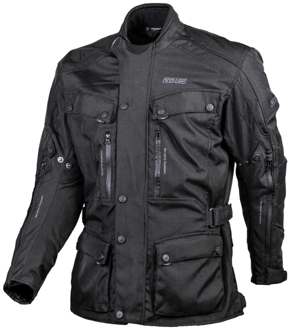 GMS Temper Motorcycle Textile Jacket, black, Size S, black, Size S