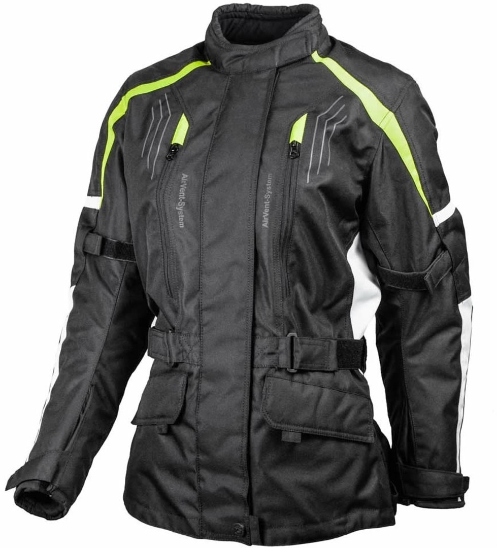 GMS Dayton Ladies Motorcycle Textile Jacket, black-yellow, Size XS for Women, black-yellow, Size XS for Women