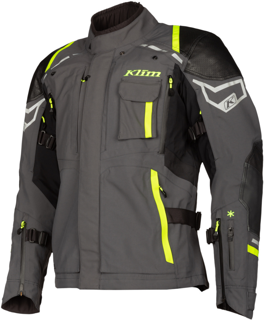Klim Kodiak Motorcycle Textile Jacket, grey-yellow, Size 28, grey-yellow, Size 28