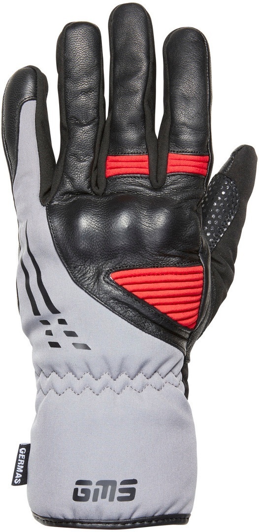 GMS Stockholm WP waterproof Motorcycle Gloves, black-grey-red, Size 2XL, black-grey-red, Size 2XL