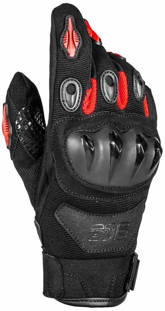 GMS Tiger Motorcycle Gloves, black-red, Size S, black-red, Size S