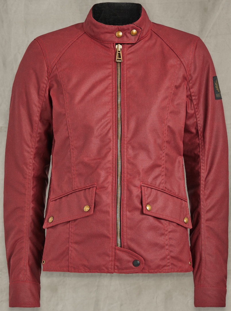 Belstaff Antrim Shine Ladies Motorcycle Waxed Jacket, red, Size 44 for Women, red, Size 44 for Women