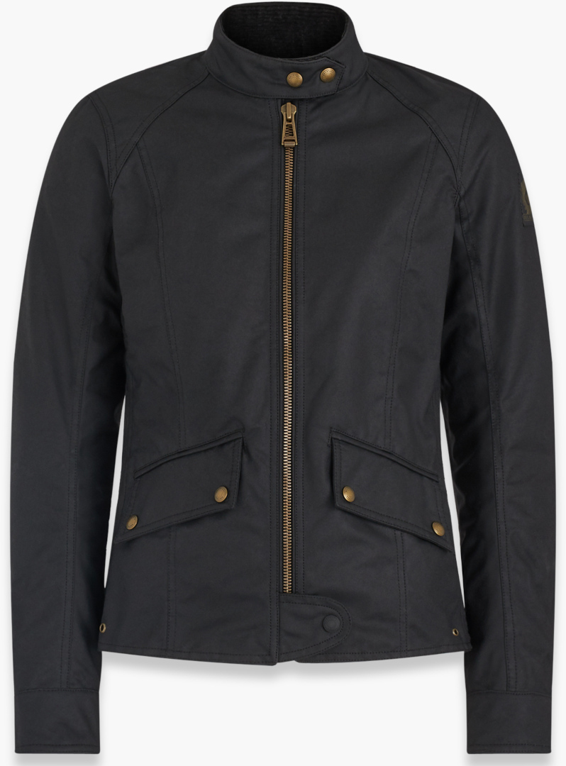 Belstaff Antrim Shine Ladies Motorcycle Waxed Jacket, black, Size 36 for Women, black, Size 36 for Women
